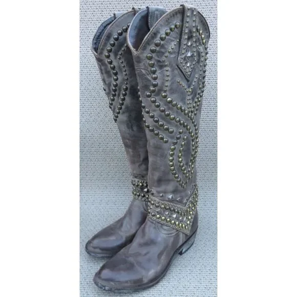 Old Gringo Belinda Womens Size 7 B Brown Studded 18.5" Tall Western Boots - Picture 2 of 16